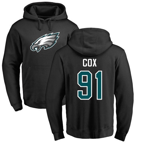 Men Philadelphia Eagles #91 Fletcher Cox Black Name and Number Logo NFL Pullover Hoodie Sweatshirts->philadelphia eagles->NFL Jersey